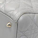 Christian Dior Grey Lambskin Cannage Medium Lady Dior Handbags Christian Dior