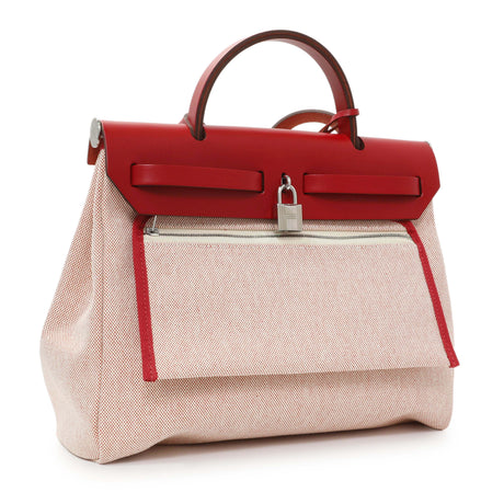 Hermes Vache Hunter Rouge Piment Toile Pegase Pop Herbag Zip Retourne 31 PM Handbags Hermes