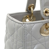 Christian Dior Grey Lambskin Cannage Medium Lady Dior Handbags Christian Dior