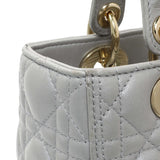 Christian Dior Grey Lambskin Cannage Medium Lady Dior Handbags Christian Dior