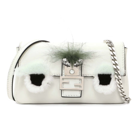Fendi Nappa Rabbit Fox Fur Micro Buggie Baguette Handbags Fendi