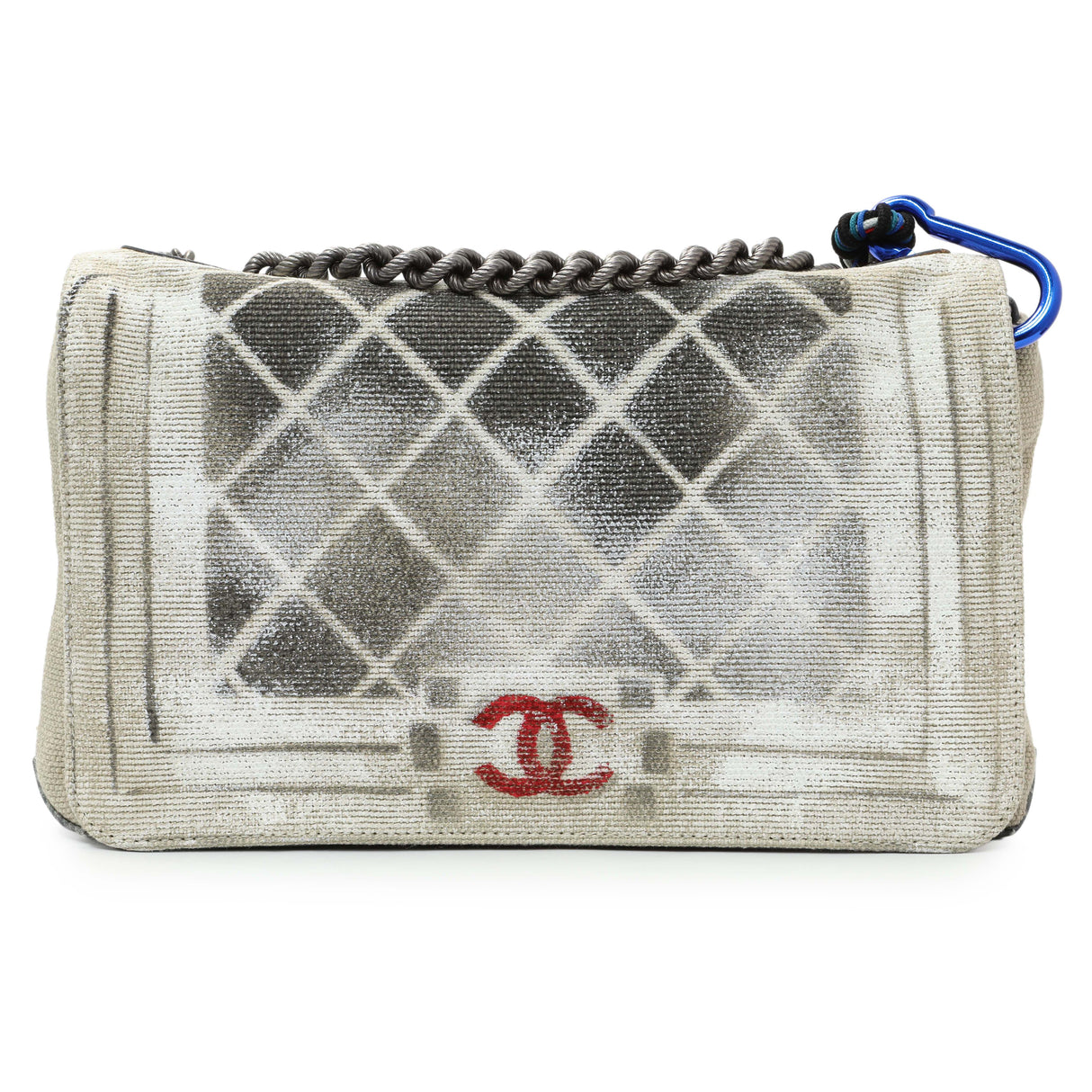 Chanel Beige Canvas Tromp L’Oeil Graffiti Oh My Boy Flap Handbags Chanel