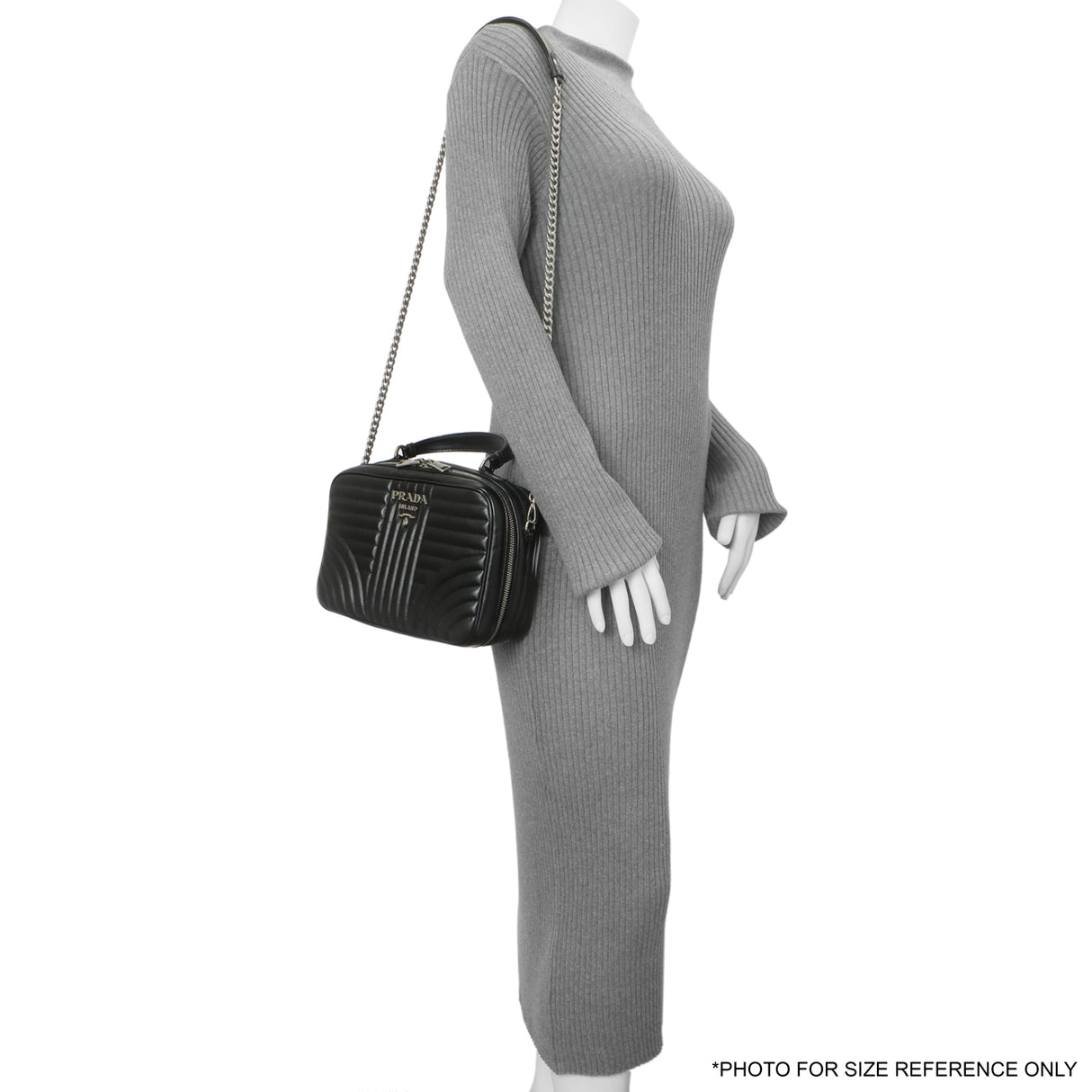 Prada Black Soft Calfskin Diagramme Top Handle Bag