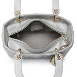 Christian Dior Grey Lambskin Cannage Medium Lady Dior Handbags Christian Dior