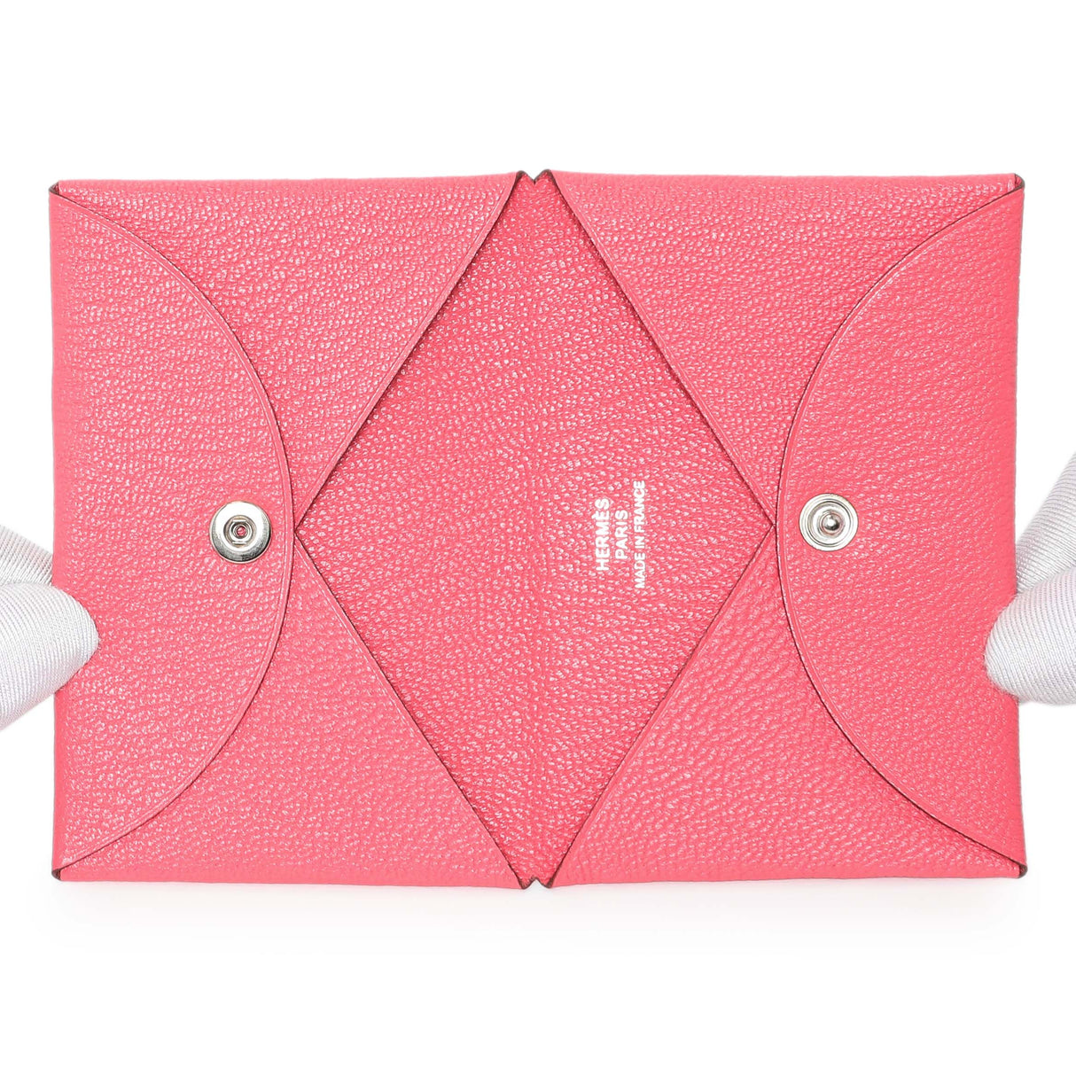 Hermes Rose Azalee Chevre Calvi Card Case Accessories Hermes