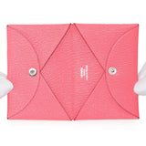 Hermes Rose Azalee Chevre Calvi Card Case Accessories Hermes