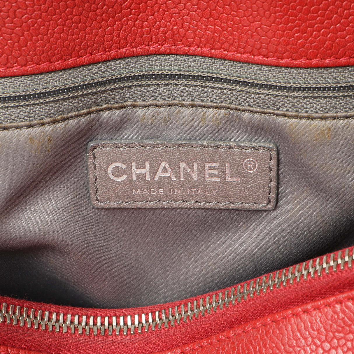 Chanel Red Quilted Caviar Grand Shopping Tote GST