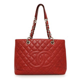 Chanel Red Quilted Caviar Grand Shopping Tote GST