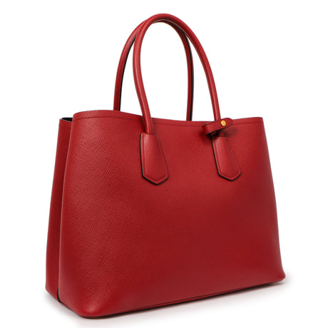 Prada Red Saffiano Cuir Large Double Bag