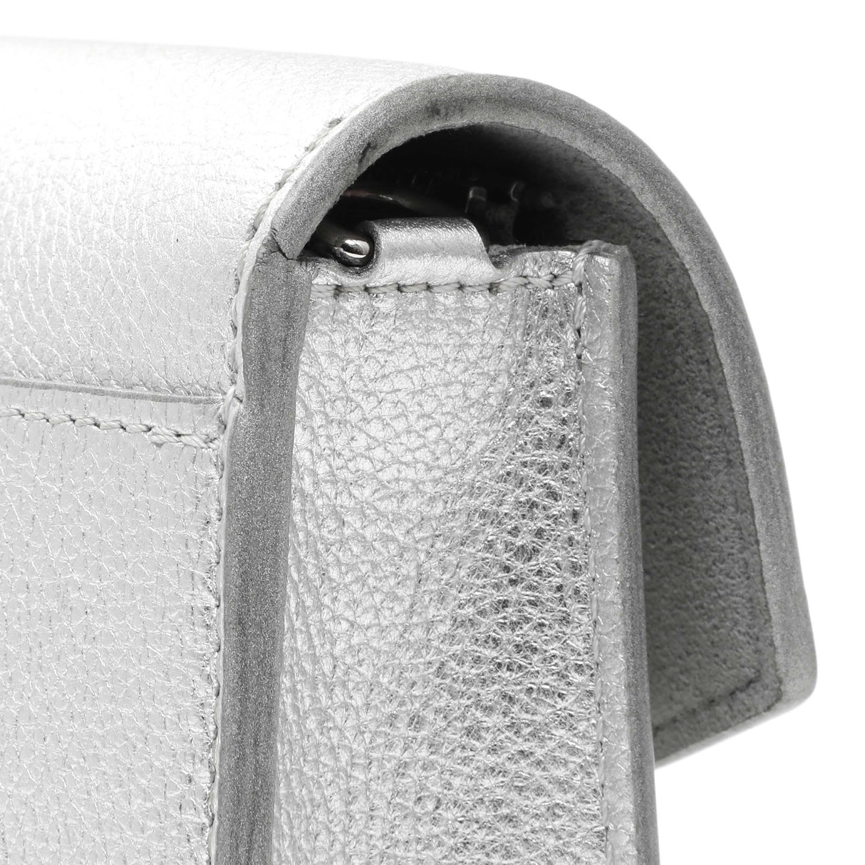 Louis Vuitton Silver Soft Calfskin Mylockme Chain Pochette Handbags Louis Vuitton