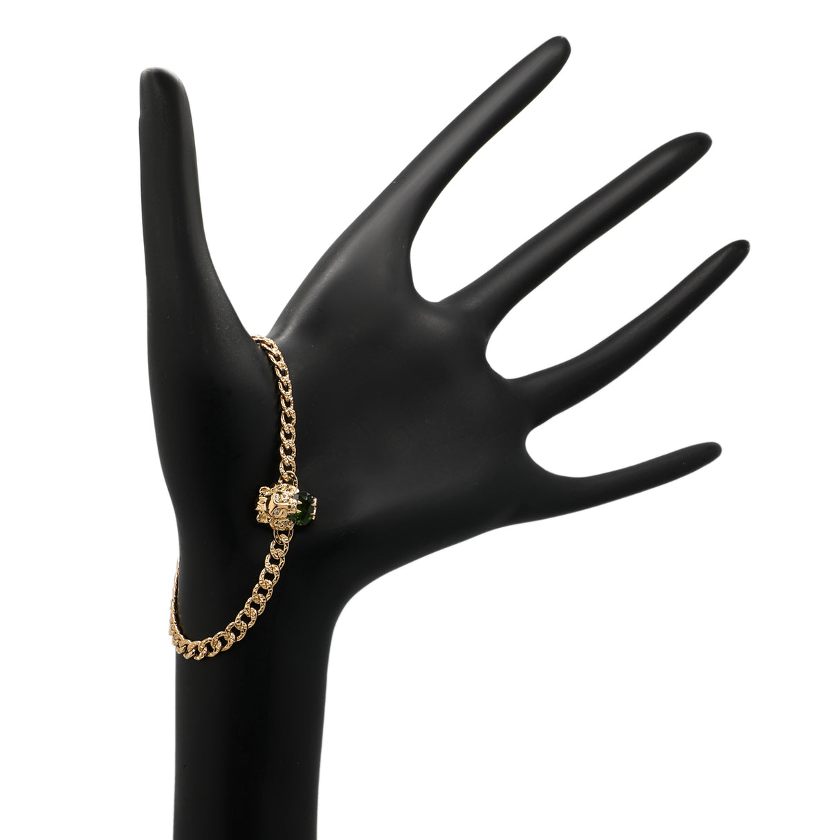Gucci 18K Yellow Gold Diamond Chrome Diopside Lion Head Bracelet Designer Jewellery Gucci