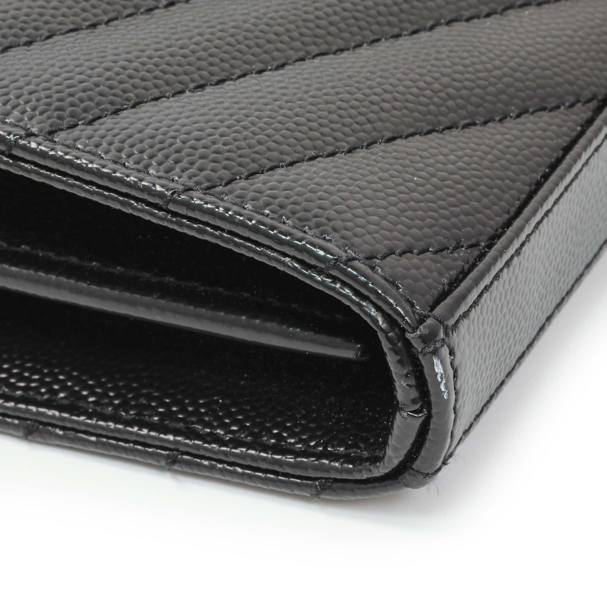 Saint Laurent Black Grain De Poudre Matelasse Chevron Monogram Chain Wallet Handbags Saint Laurent