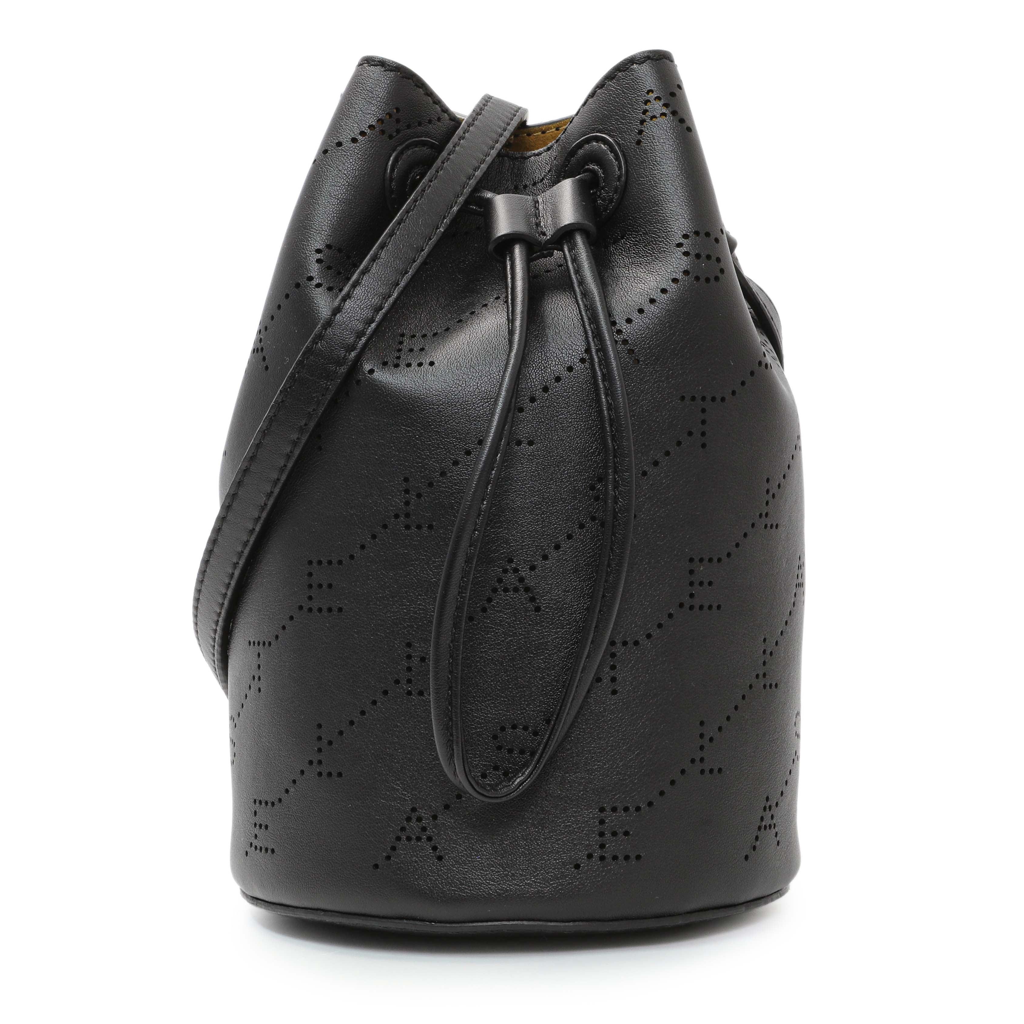 Stella McCartney Black Eco Alter Nappa Perforated Logo Mini Bucket