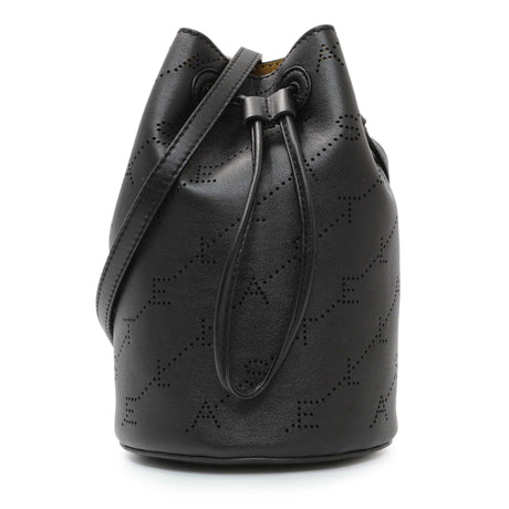 Stella McCartney Black Eco Alter Nappa Perforated Logo Mini Bucket Bag Handbags Stella McCartney