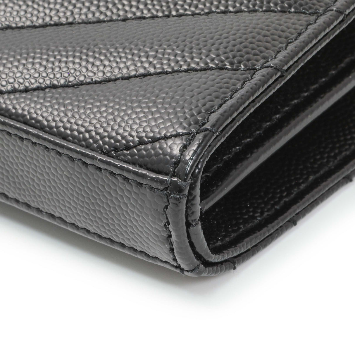 Saint Laurent Black Grain De Poudre Matelasse Chevron Monogram Chain Wallet Handbags Saint Laurent