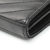 Saint Laurent Black Grain De Poudre Matelasse Chevron Monogram Chain Wallet Handbags Saint Laurent