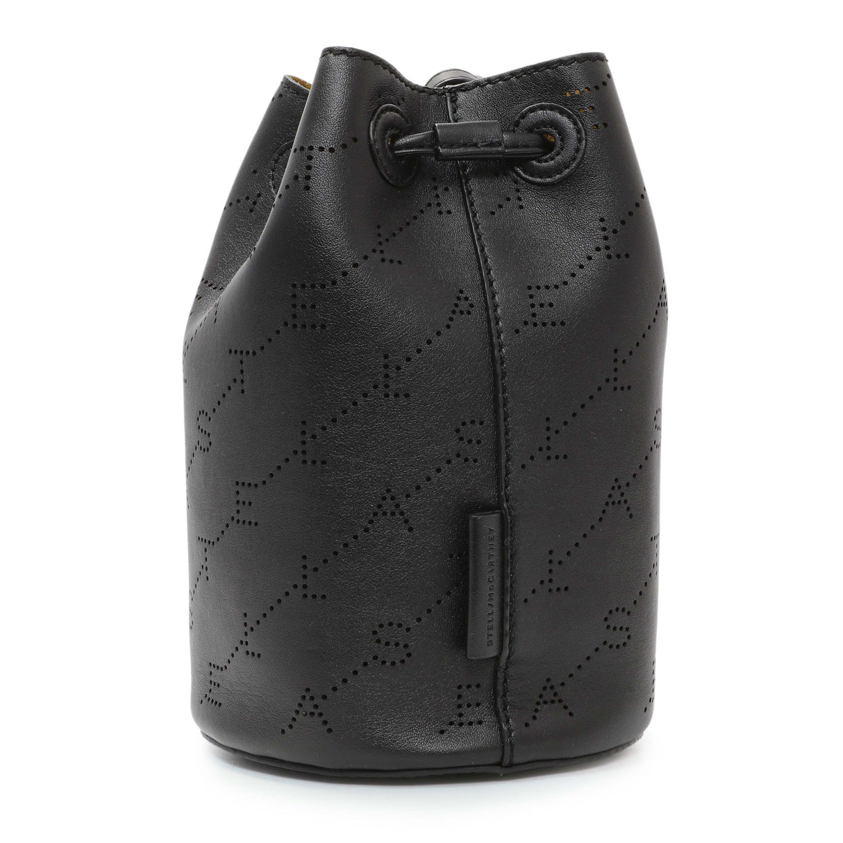 Stella McCartney Black Eco Alter Nappa Perforated Logo Mini Bucket Bag Handbags Stella McCartney