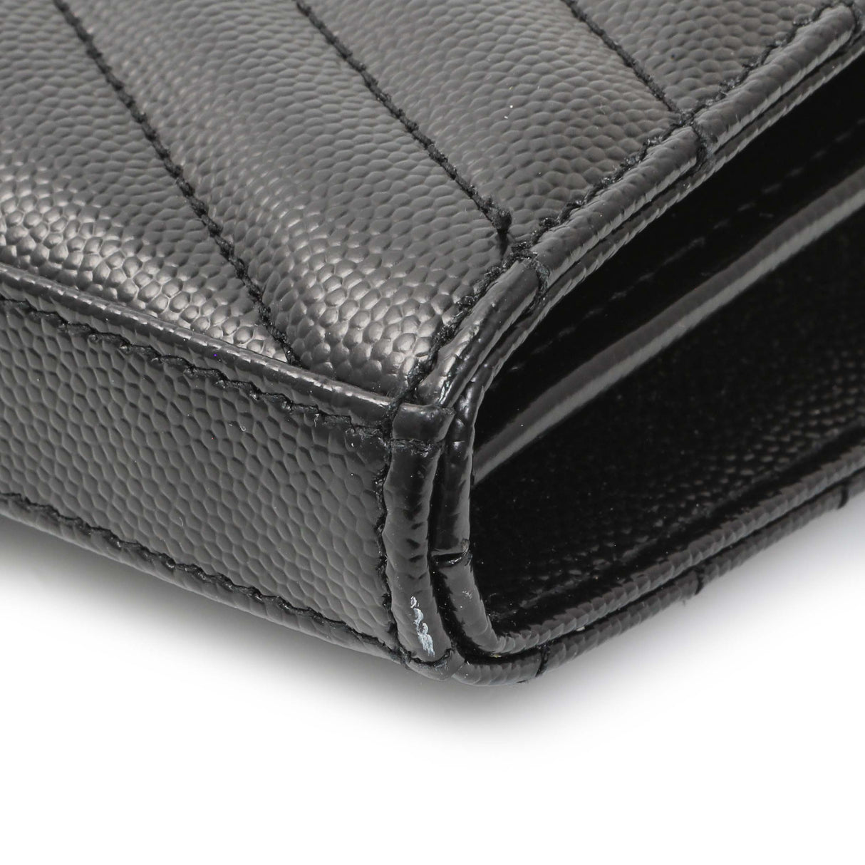 Saint Laurent Black Grain De Poudre Matelasse Chevron Monogram Chain Wallet Handbags Saint Laurent