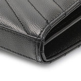 Saint Laurent Black Grain De Poudre Matelasse Chevron Monogram Chain Wallet Handbags Saint Laurent
