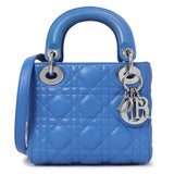 Christian Dior Blue Lambskin Cannage Mini Lady Dior Handbags Christian Dior
