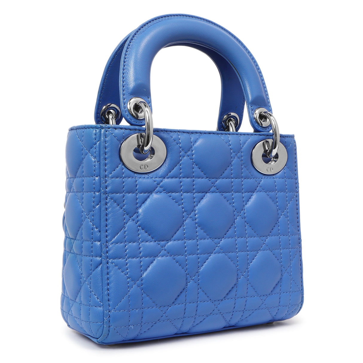 Christian Dior Blue Lambskin Cannage Mini Lady Dior Handbags Christian Dior