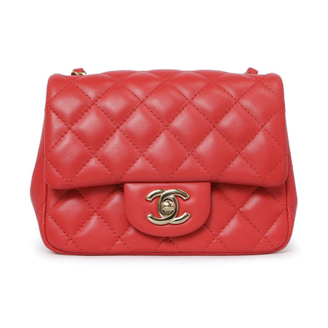 Chanel Red Quilted Lambskin Mini Square Flap