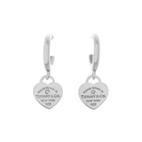 Tiffany & Co. Sterling Silver Diamond Mini Return to Tiffany Heart Hoop Earrings Designer Jewellery Tiffany and Co