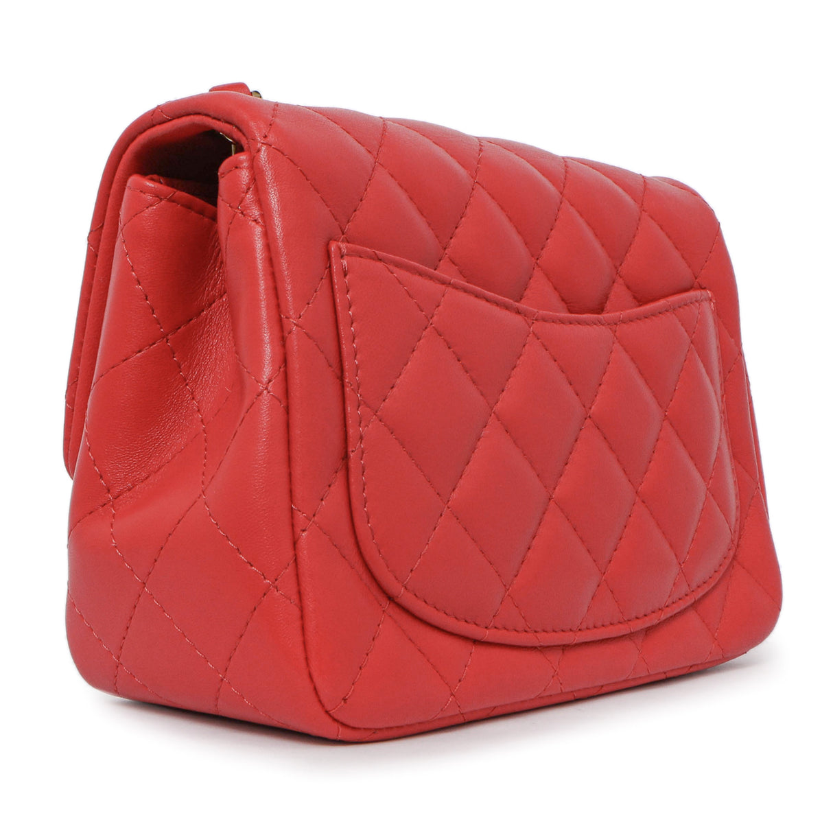 Chanel Red Quilted Lambskin Mini Square Flap