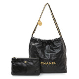 Chanel Black Shiny Calfskin Quilted Small Chanel 22