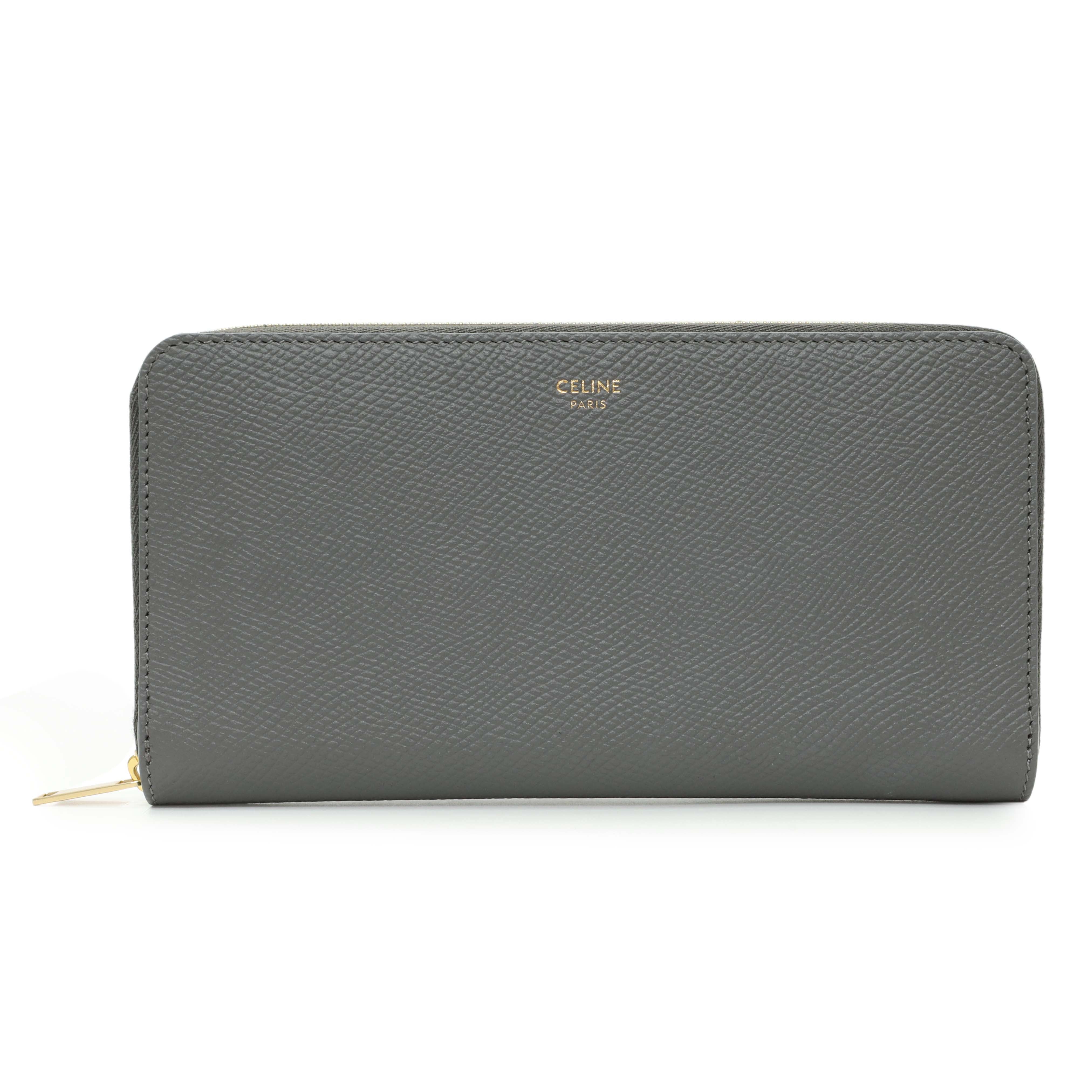 Celine Grey Calfskin Large Zip Around Multifunction Wallet