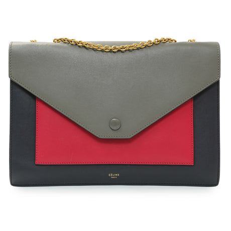 -temp- 242060 Celine Tricolor Calfskin Pocket Envelope Shoulder Bag Handbags Celine