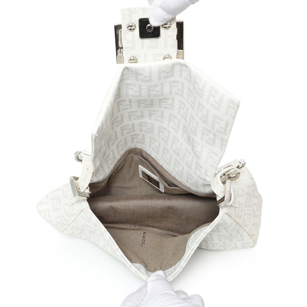 Fendi White Mini Mama Baguette Handbags Fendi