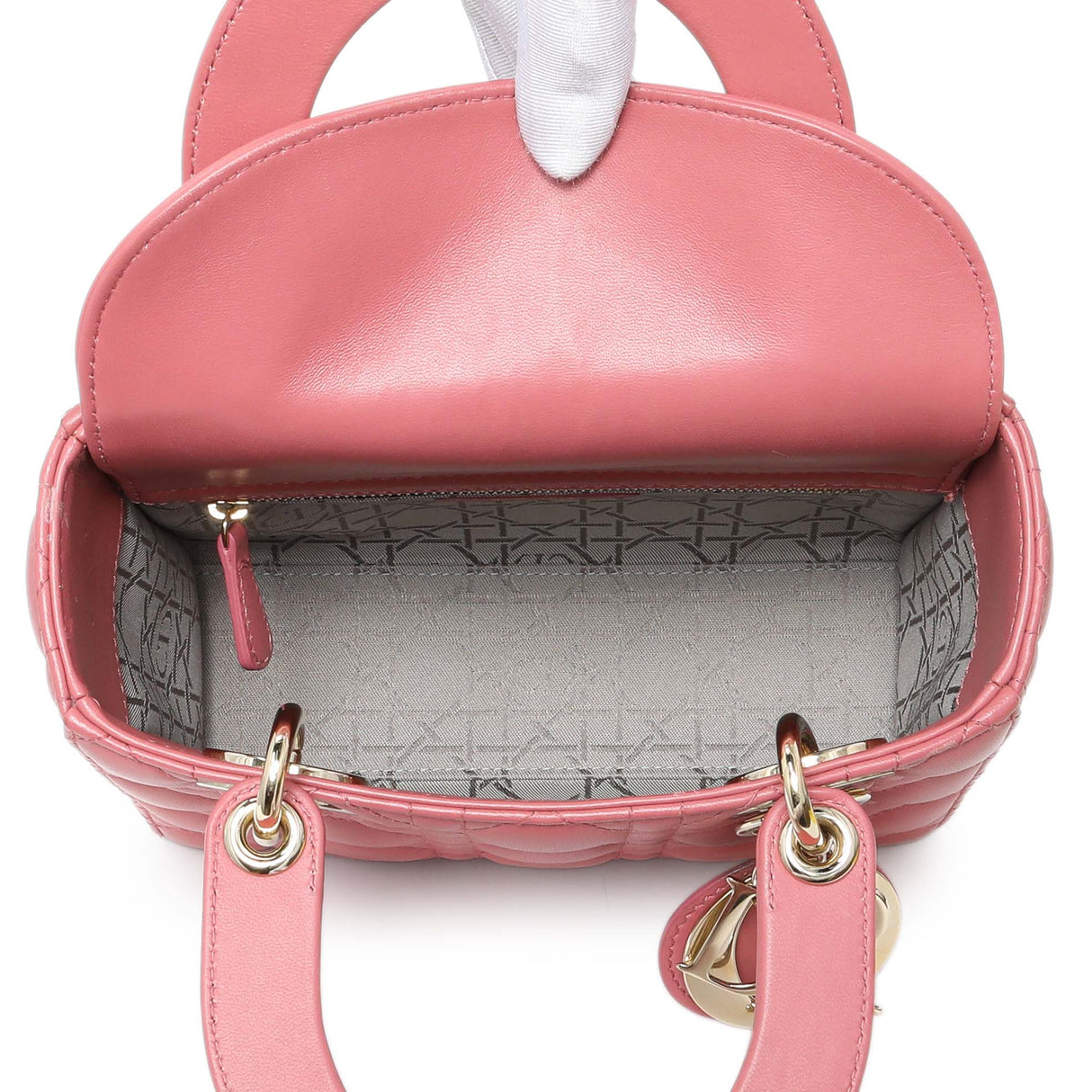 Christian Dior Pink Lambskin Cannage Small My ABCDior Lady Dior Handbags Christian Dior