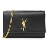 Saint Laurent Black Grain De Poudre Medium Monogram Kate Satchel Handbags Saint Laurent