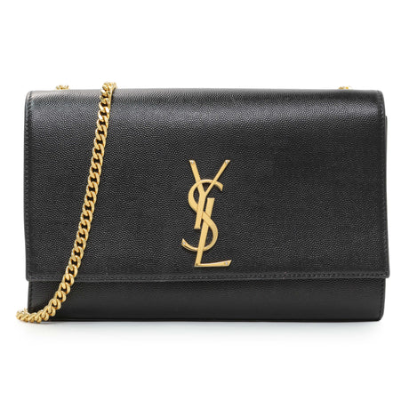 Saint Laurent Black Grain De Poudre Medium Monogram Kate Satchel Handbags Saint Laurent