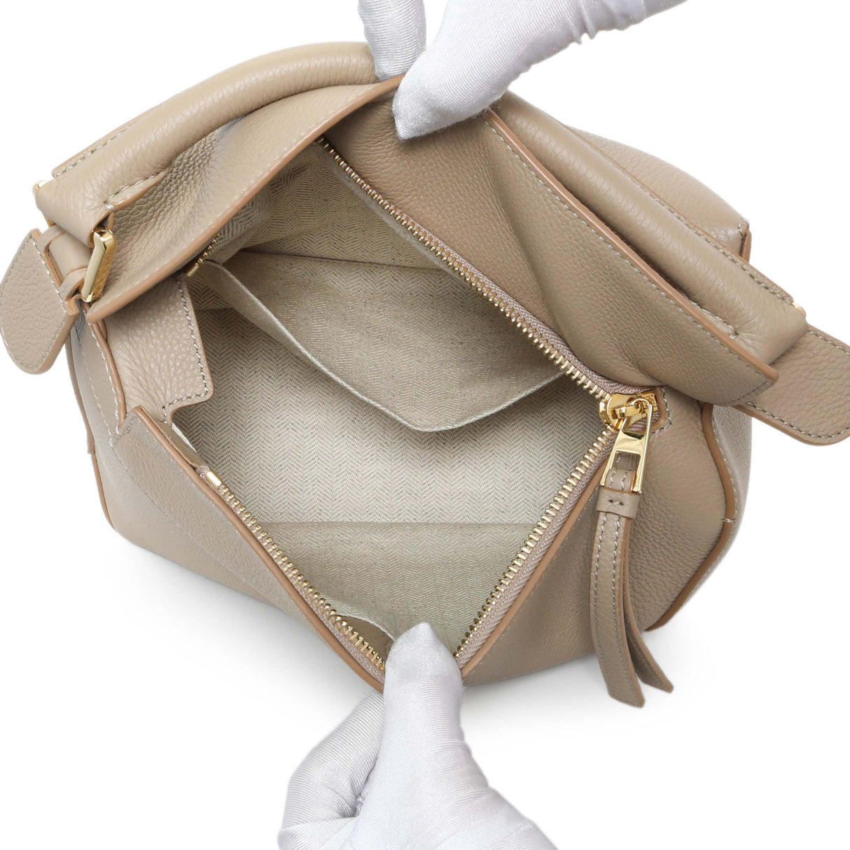 Loewe Beige Grained Calfskin Small Puzzle Edge Bag