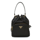Prada Black Re-Nylon Saffiano Duet Bucket Crossbody Bag Handbags Prada