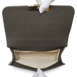 Chanel Khaki Grained Calfskin Quilted Medium Label Click Flap