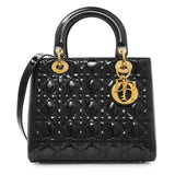 Christian Dior Patent Cannage Medium Lady Dior Handbags Christian Dior