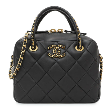 Chanel Black Lambskin Mini Bowling Bag Handbags Chanel