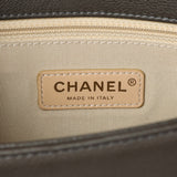 Chanel Khaki Grained Calfskin Quilted Medium Label Click Flap