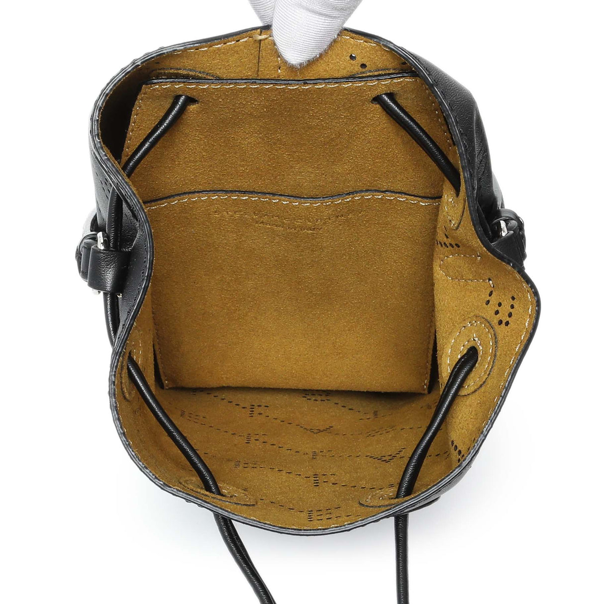 Stella McCartney Black Eco Alter Nappa Perforated Logo Mini Bucket Bag Handbags Stella McCartney