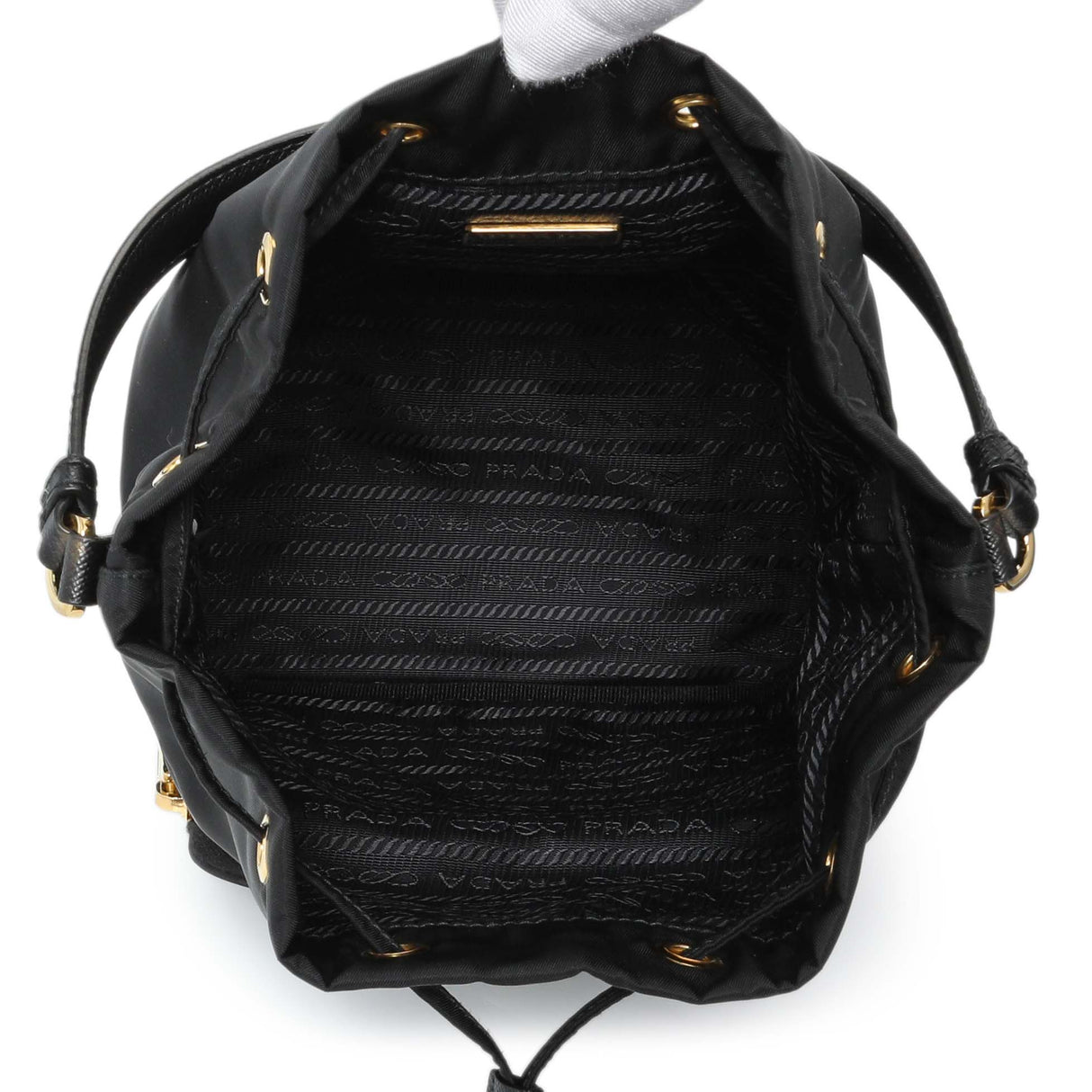 Prada Black Re-Nylon Saffiano Duet Bucket Crossbody Bag Handbags Prada