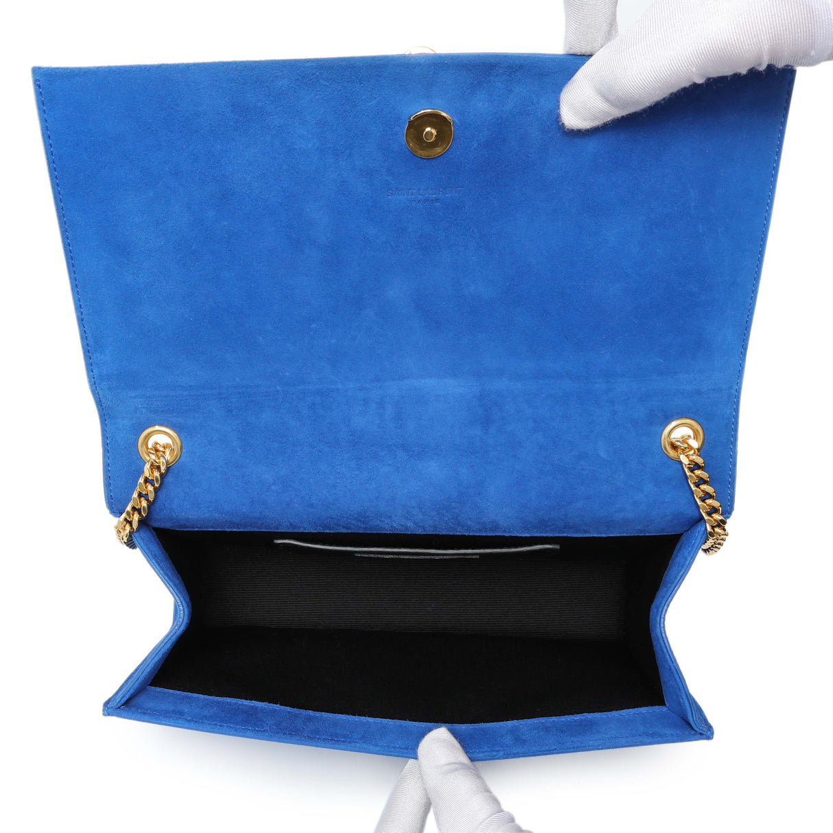 Saint Laurent Blue Suede Medium Classic Monogram Kate Tassel Stachel Handbags Saint Laurent