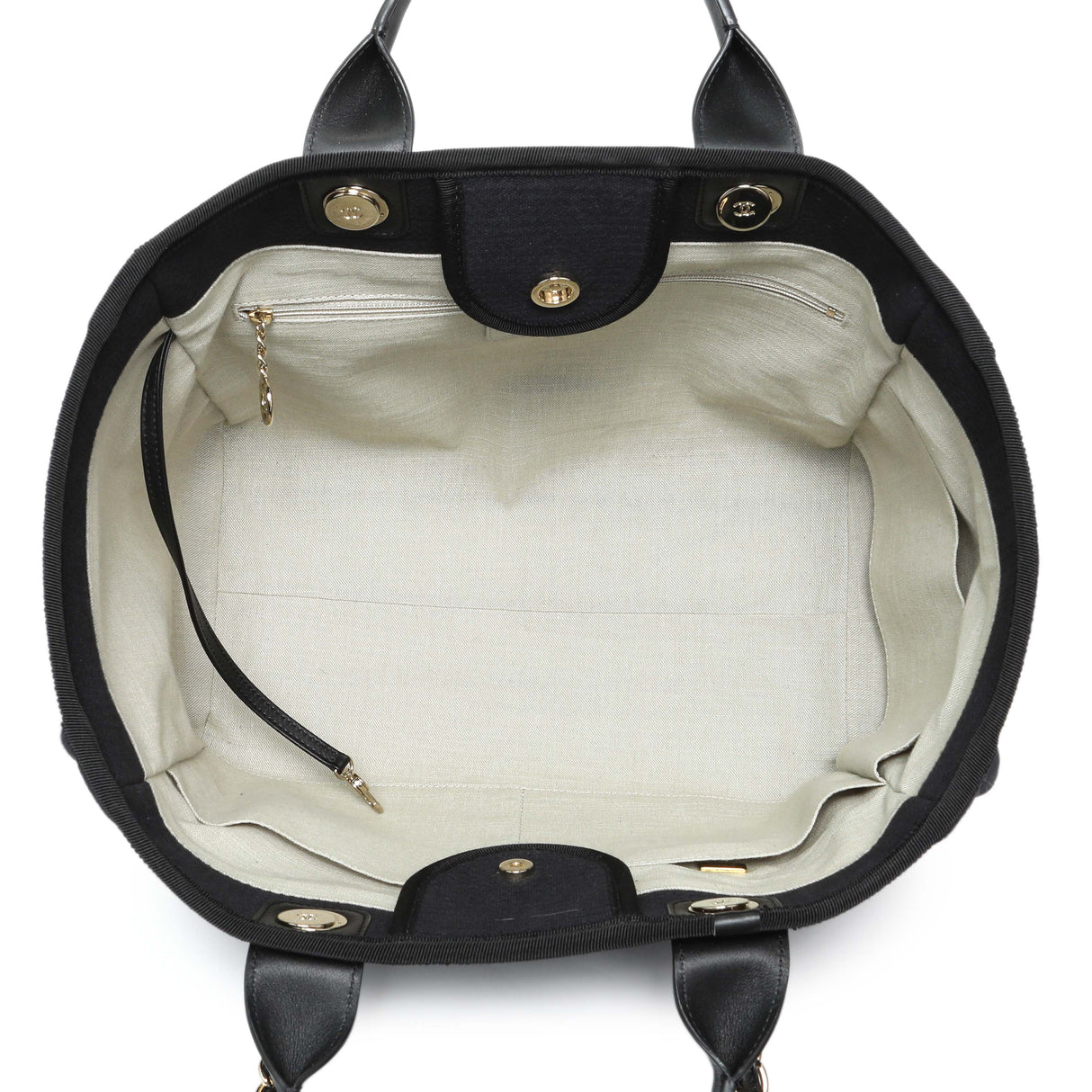 Chanel Black Mixed Fibers Medium Deauville Tote Handbags Modaselle