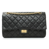 Chanel Black Aged Calfskin Quilted 2.55 Reissue 226 Flap Handbags Chanel