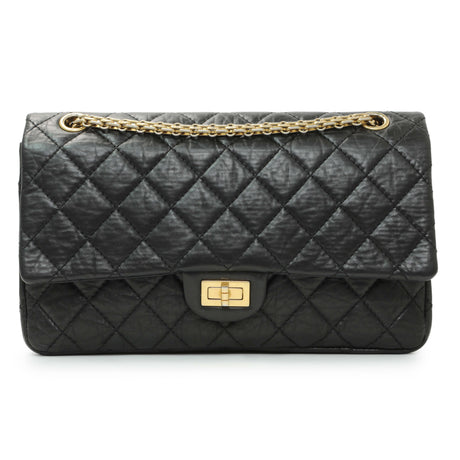 Chanel Black Aged Calfskin Quilted 2.55 Reissue 226 Flap Handbags Chanel