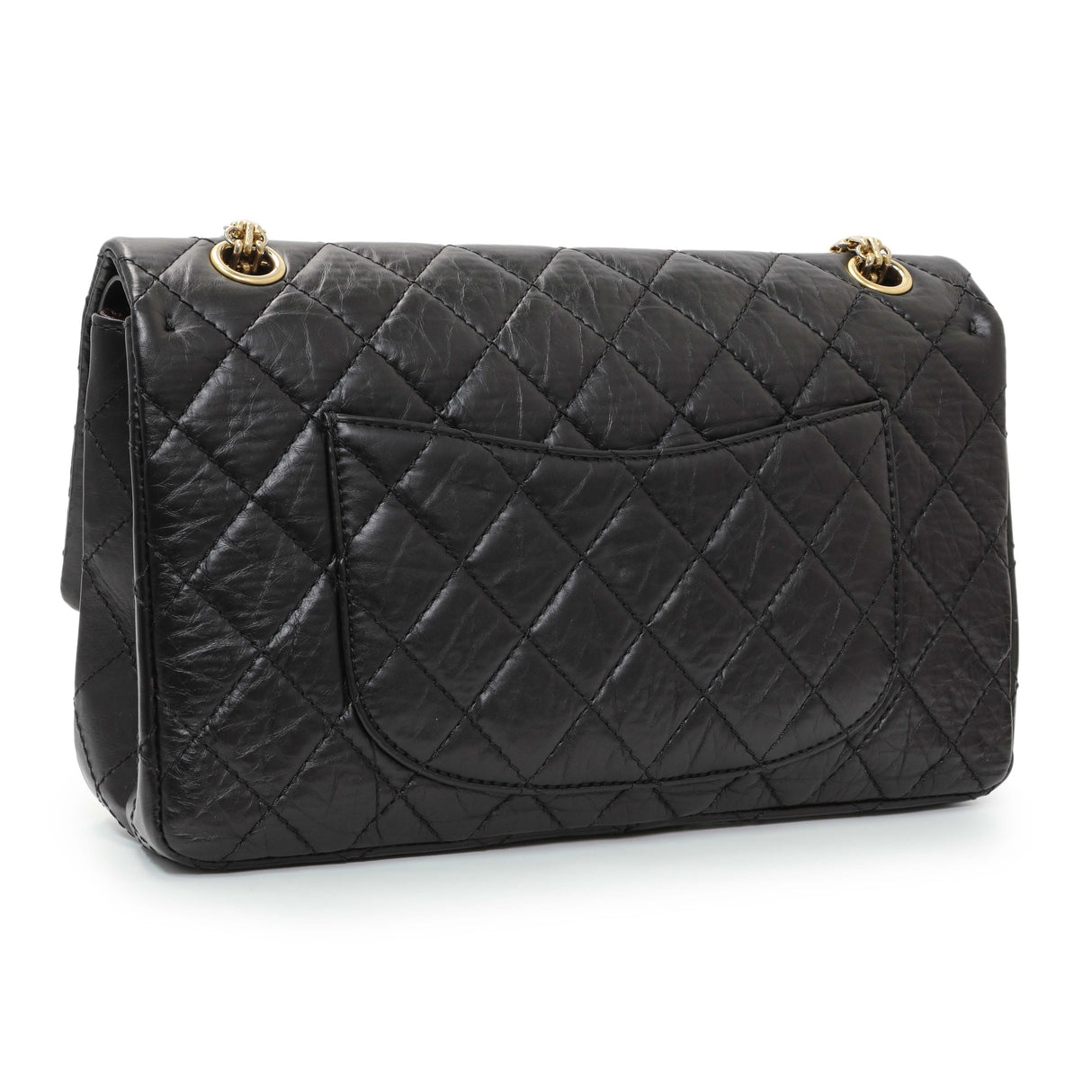 Chanel Black Aged Calfskin Quilted 2.55 Reissue 226 Flap Handbags Chanel