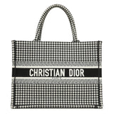 Christian Dior Black White Houndstooth Canvas Medium Book Tote