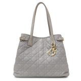 Christian Dior Grey Coated Canvas Cannage Small Panarea Tote Handbags Christian Dior